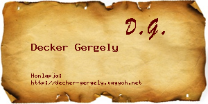 Decker Gergely névjegykártya